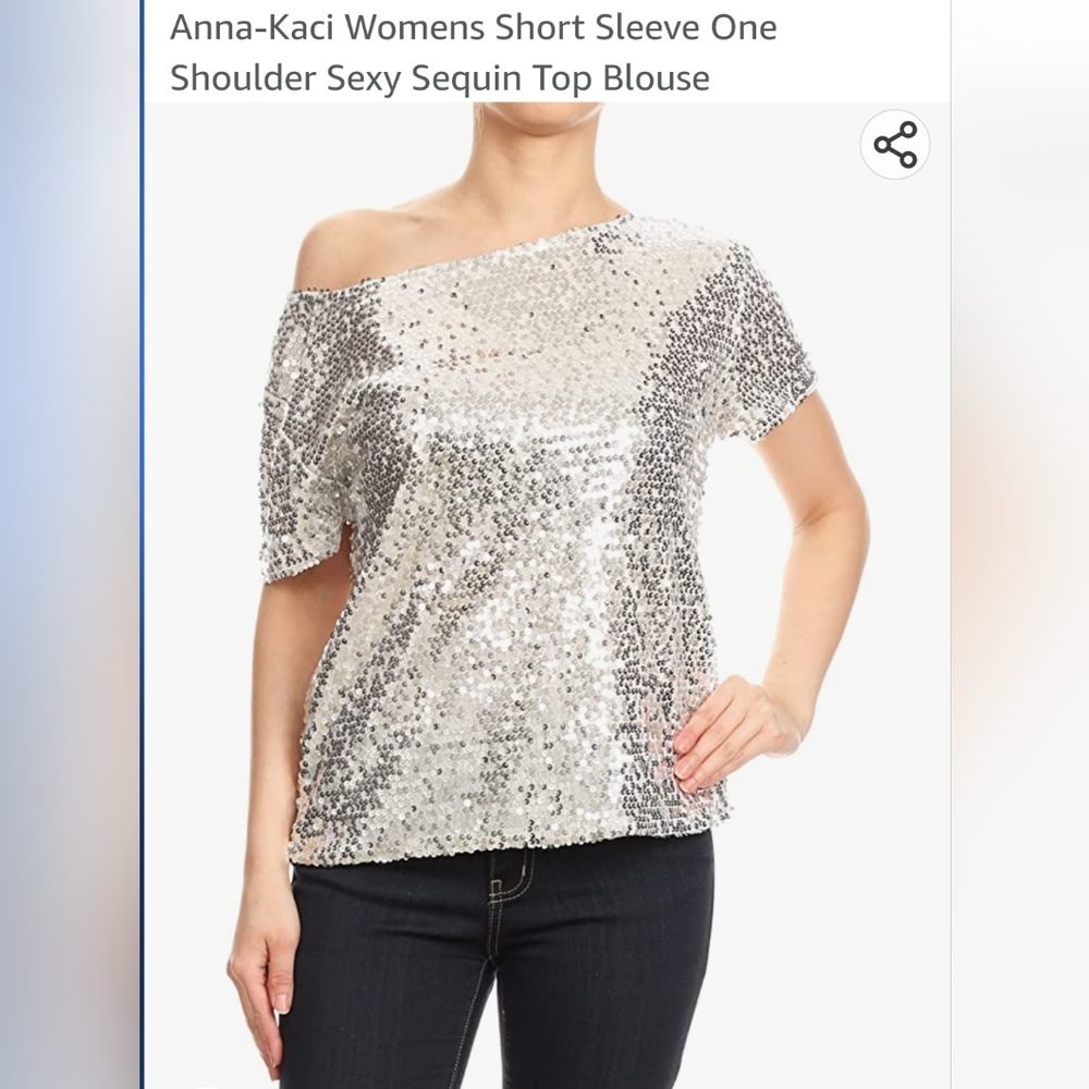 One shoulder sequin top